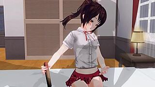 my little sister teases with edging handjob in anime