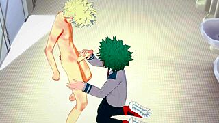 My Hero Academia Yaoi - Midoriya Handjob And Fucked By Bakugou In Bathroom