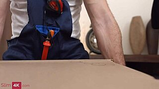 yo, watch this cute babe take double penetration from handymen!