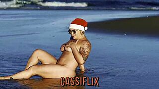 mama noel gets facial on beach