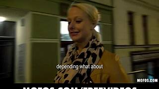 I got paid for wild public sex with cute Czech blonde