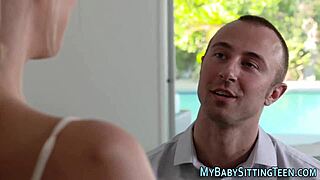 Babysitter Takes Hard Cock and Gets Messy Cumshot After Wild Teen Handjob