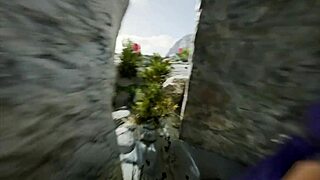 Emilia fucks huge cock on beach and pool in hentai game!