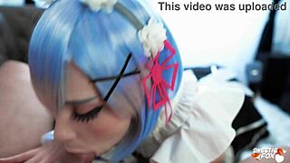 Sexy Maid Rem's Sloppy Deepthroat And Cowgirl Ride With Subaru