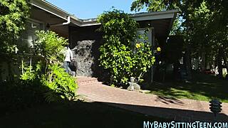 Babysitter Takes Hard Cock and Gets Messy Cumshot After Wild Teen Handjob