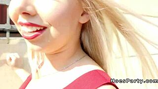 Teen feels ecstasy in group bang