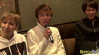 Japanese gay men engage in orgy with blowjobs, handjobs, and mutual masturbation