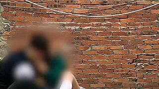 Latina Teen Blows Partner Behind School Walls!