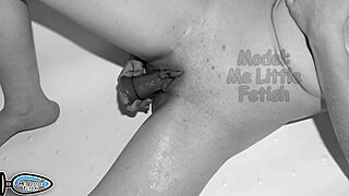 strong bathroom orgasm leads to real squirt. she peed during her first intense climax!