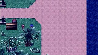 In this hentai game, tanned girl natsuki gets creampied by old man in public