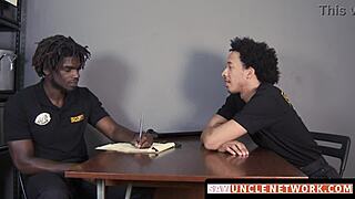 muscle security officer bareback drills gay guy after hot blowjob