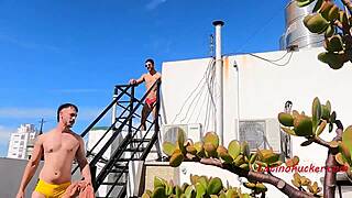 Sun-kissed latina twink surrenders to bareback anal passion under mexican skies