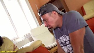 skinny milf gets ass destroyed by big black cock in front of husband during rough casting session