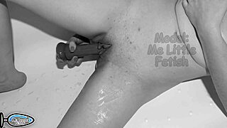 strong bathroom orgasm leads to real squirt. she peed during her first intense climax!