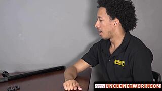 muscle security officer bareback drills gay guy after hot blowjob