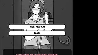 Hot cheating milf janitor intensely teaches shy boy wild sex in public washroom