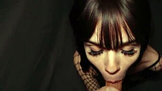 Petite Babe in Fishnet Gets Fucked Hard Against the Wall