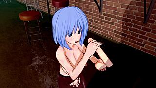 3d hentai girl with big tits and ass gets blowjob, handjob, and creampie.