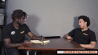 muscle security officer bareback drills gay guy after hot blowjob