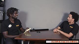 muscle security officer bareback drills gay guy after hot blowjob