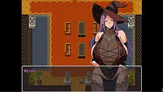 mirenas manor hentai game pornplay ep 1 bath titjob with gigantic witch boobs, sucking cum on tits