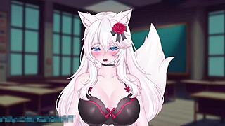 Vtuber kanakovt wears vibrator in public, catgirl ASMR leads to blowbang squirting and cumshot on curvy anime tits