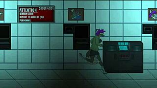 Predation game scenes with furry characters.