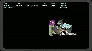 Predation game scenes with furry characters.