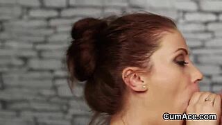 Hot doll gets cum load on face