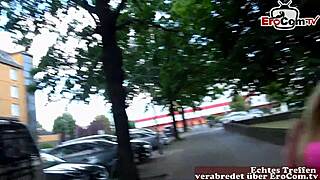 Amateur video with big tits European slut outdoors