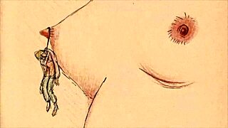 Vintage antique drawings of anime characters in retro style