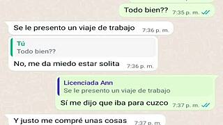 la puta de mi madrastra me manda mensajes por whatsapp mientras mi papá está de viaje.