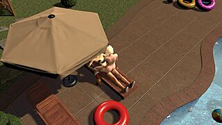Princess Zelda is having sex next to the pool!