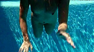 jessica lincoln, small tatted russian teen 18+, swims nude in pool
