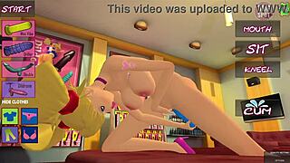 naughty blonde has fun with many dildos 3d animation