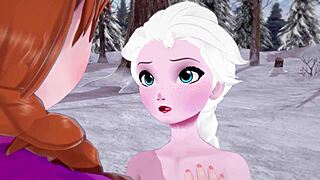 Teen 18+ Anna Warms Elsa's Pussy with Scissoring and Fingering in Frozen Hentai