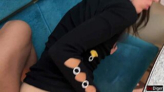 Hottie lures waiter for wild train ride and tight anal pounding