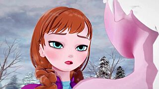 Teen 18+ Anna Warms Elsa's Pussy with Scissoring and Fingering in Frozen Hentai