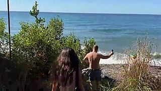 four homeless students bang a teen on the beach hard