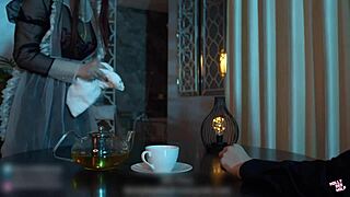 The lord roughly fucks his clumsy maid in roleplay