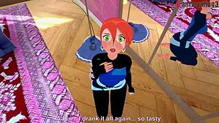 Gwen Tennyson fucks in front of mirror, full POV on sheer outfit, Ben 10 fantasy