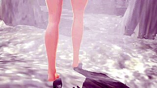 Hey, check out this anime girl Leo in a mixed bath without a towel!