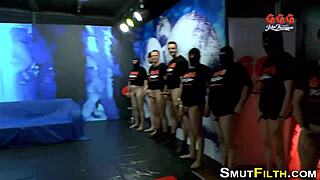 European Ho Takes Monster Cock Deep in Bizarre Blowbang Bukkake