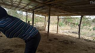Beautiful MILF seduces stepson on the farm