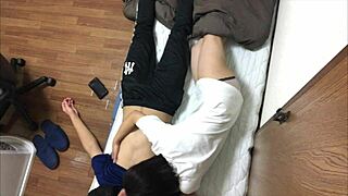 Amateur Couple Sneaks Perverted Sex in Bedroom While Kid's Away 😏