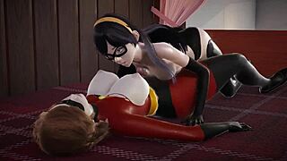 incredibles violet parr creampied by helen in double futa 3d action