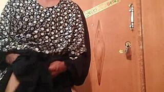 Hot gay masturbation in wife's silk gown feels wild