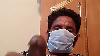 Hot gay masturbation in wife's silk gown feels wild