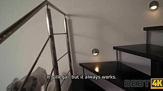 Hot blonde Euro beauty gets into some debt and has sex with a debt collector