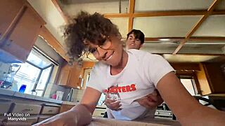 sexy fitness tutorial turns wild with hot brunette mea melone.